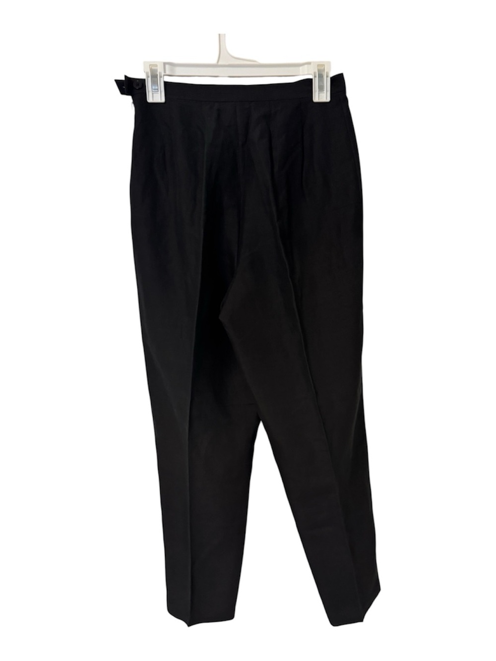 High-Rise Black Silk Pleated Tapered Trousers